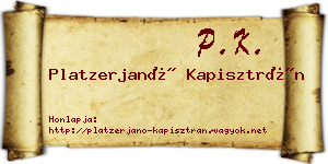 Platzerjanó Kapisztrán névjegykártya